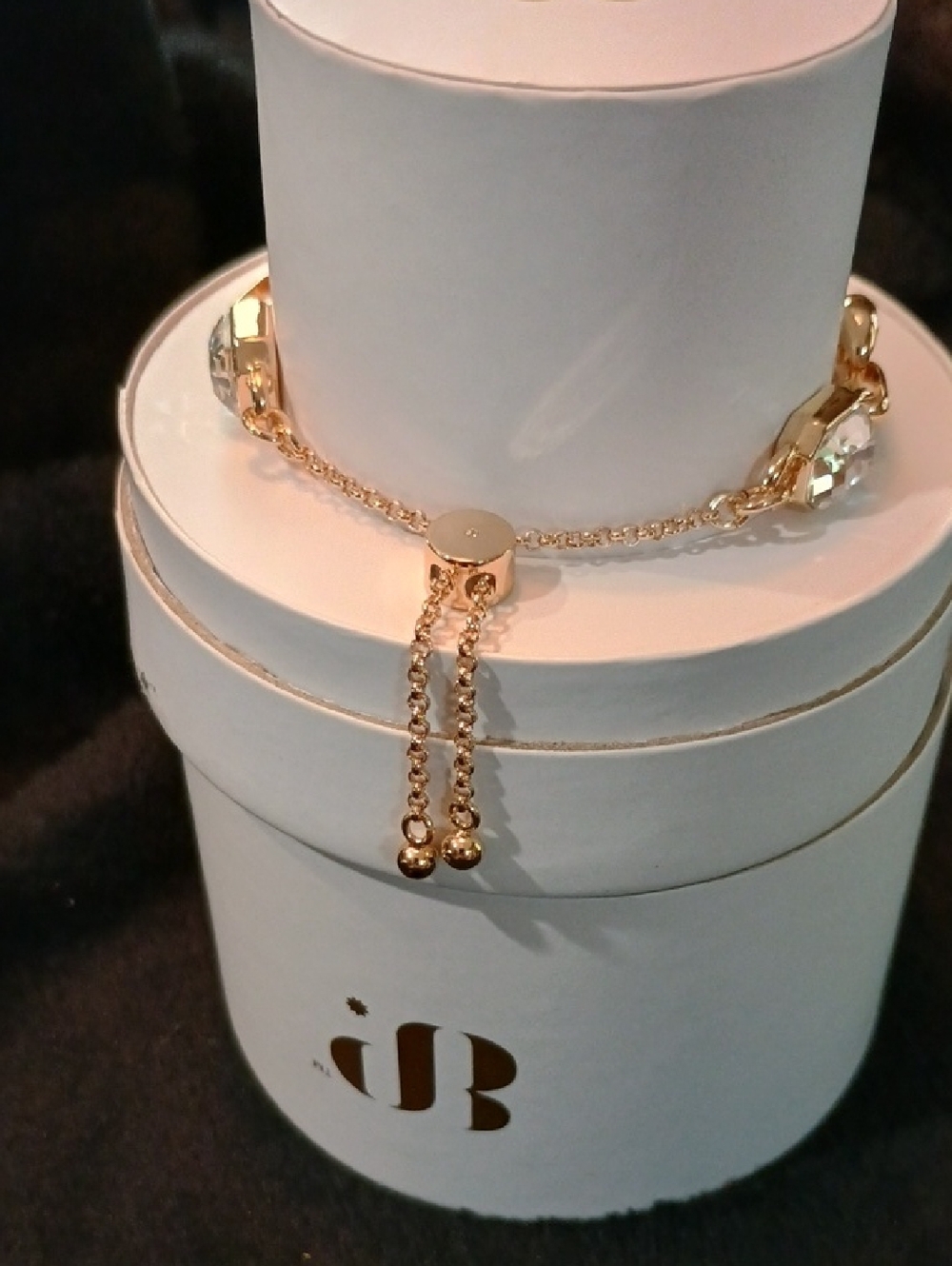 Gold and Light Pink Crystal Link Bracelet Stack - Picture 8 of 9